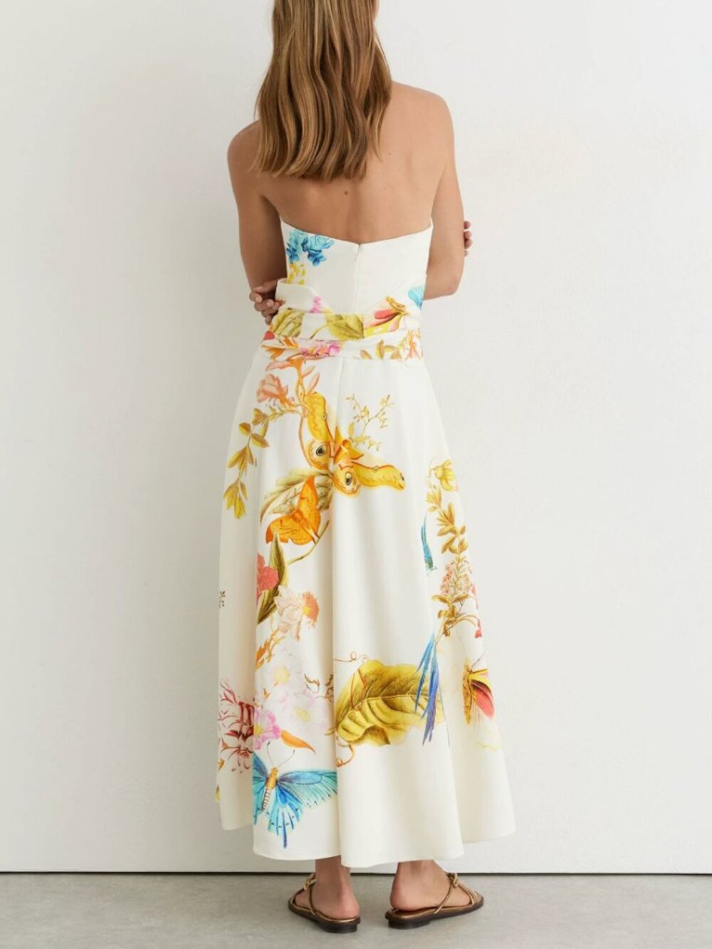 Reiss Anisa Midi Dress Ivory Floral NYBG Printed Bustier Cocktail Vacation - Picture 2 of 13